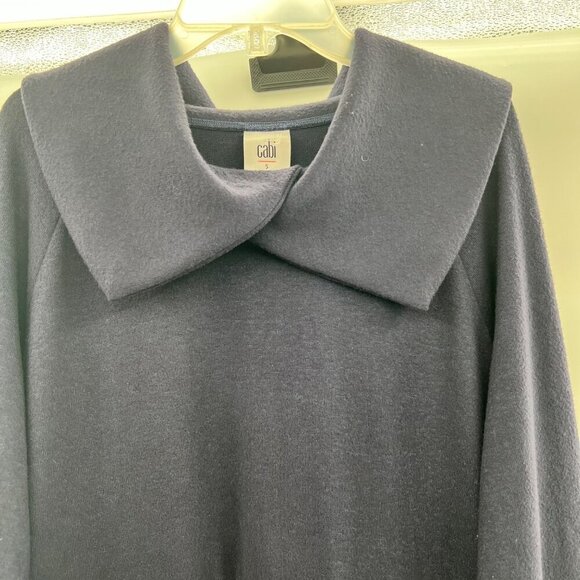 Cabi Women's Sweater Dress Collared Long Sleeve Navy Size Small Pockets - Picture 2 of 9